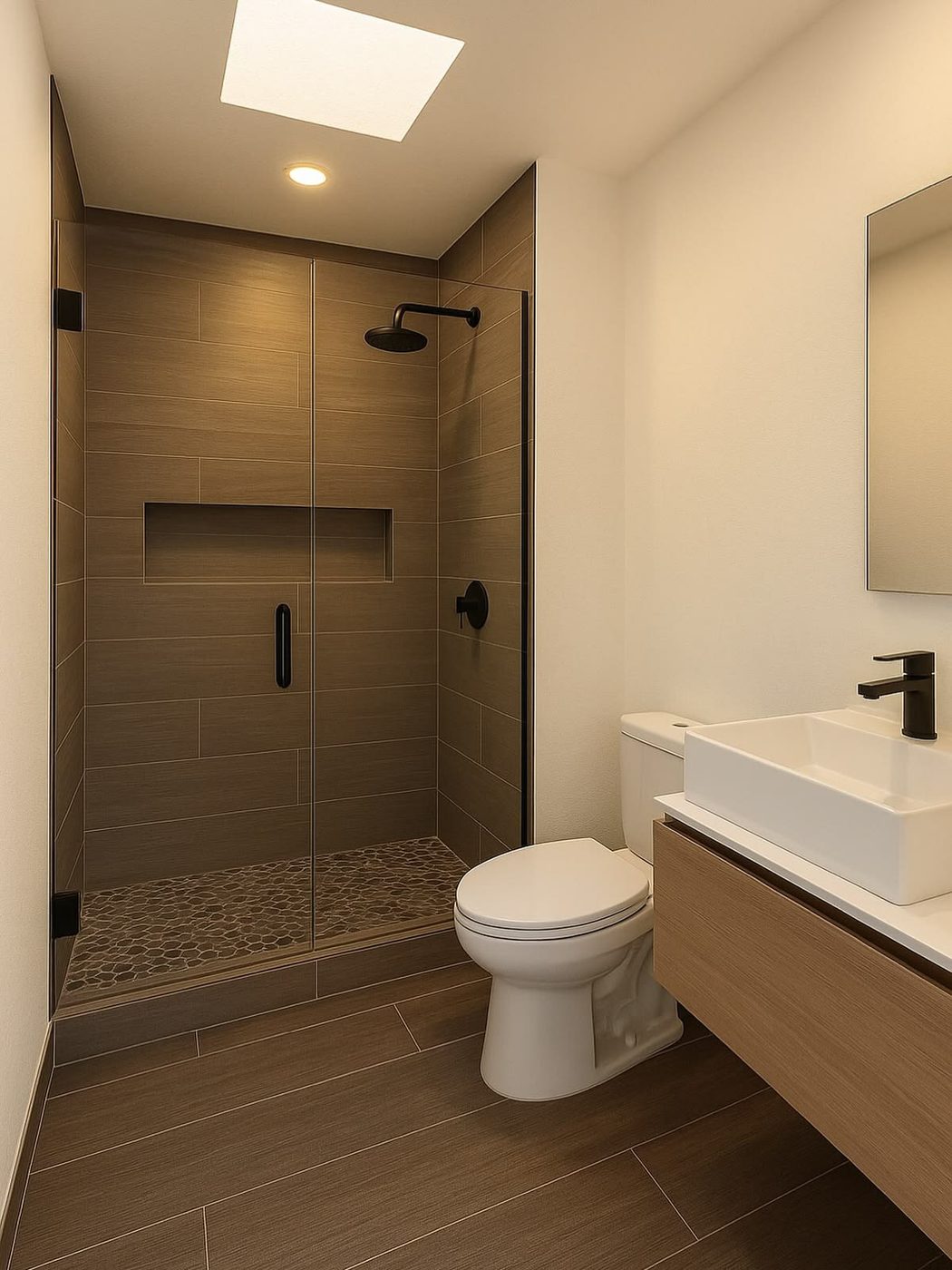 Baño reformado con ducha de obra y nicho integrado — Vilassar de Dalt, 2023